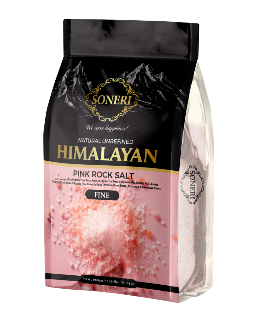 Himalayan Pink Rock Salt fine 1000g pouch - Soneri international